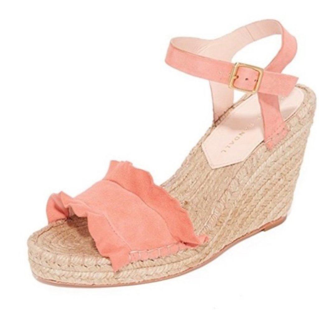 Loeffler Randall Gabby Suede Espadrille Wedges Sandal. Size: 8b. Color: Melon.